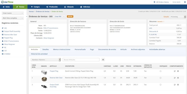 Sales Order with Items in Spanish