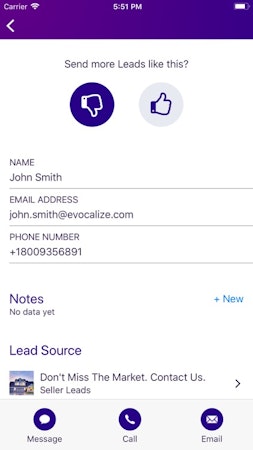 Evocalize lead data