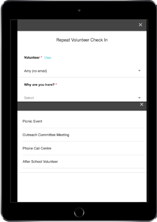 Volunteer Check In Kiosk repeat volunteer check in