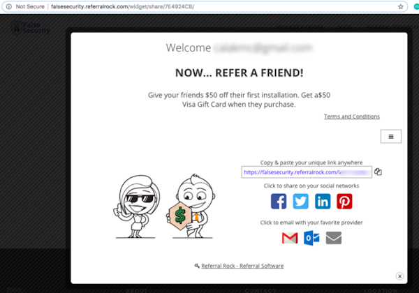Referral Rock social sharing screenshot