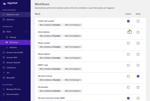 Nightfall DLP workflow management