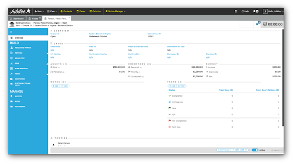 Jubilee dashboard overview