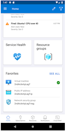Microsoft Azure mobile dashboard