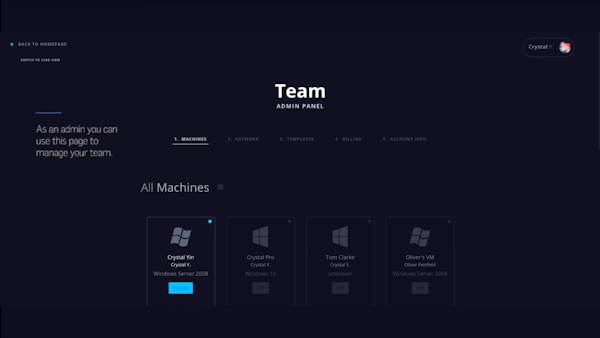 Paperspace admin panel