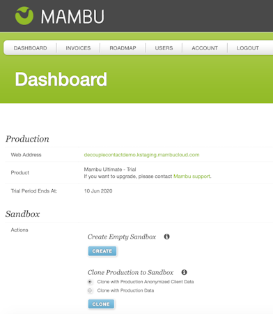 Mambu dashboard