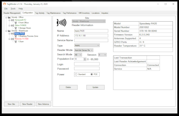 TagMinder RFID reader configuration