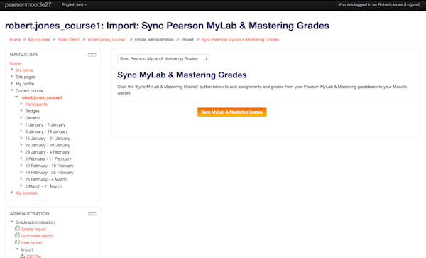 MyLab grades synchronization
