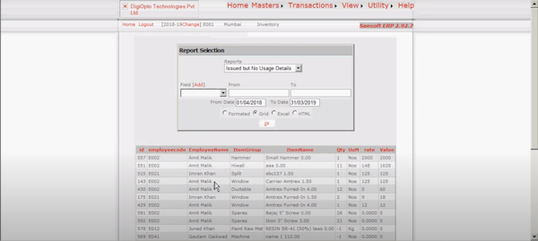 SanSoft ERP issue reports