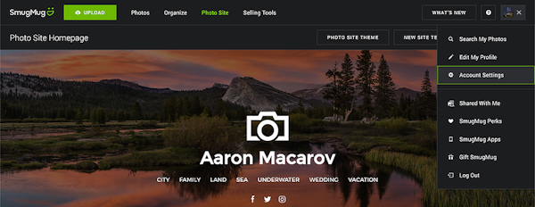 SmugMug account configuration