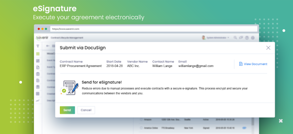 Aavenir Contract Lifecycle Management eSignatures