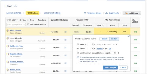 actiPLANS PTO calculation