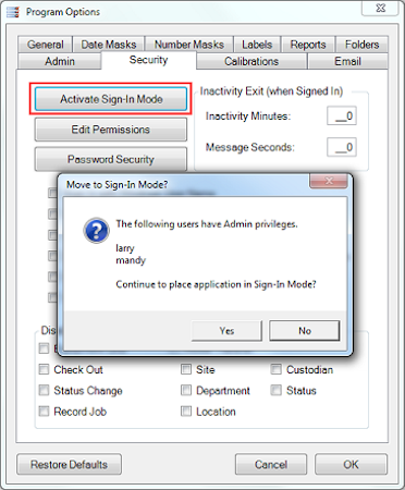 Calibration Control activating sign-in mode