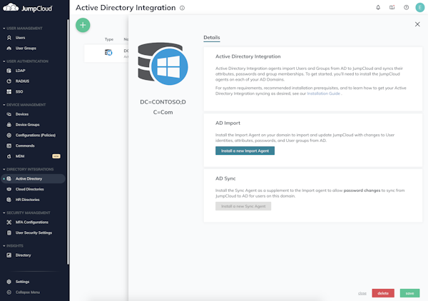 JumpCloud Directory-as-a-Service Azure Active Directory integration