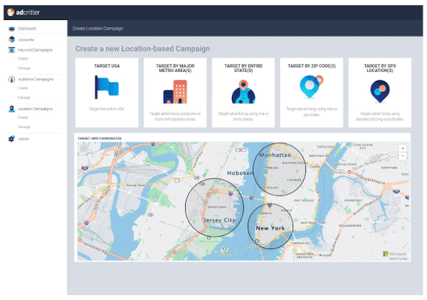 AdCritter create location-based campaigns