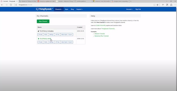 ThingSpeak managing channels