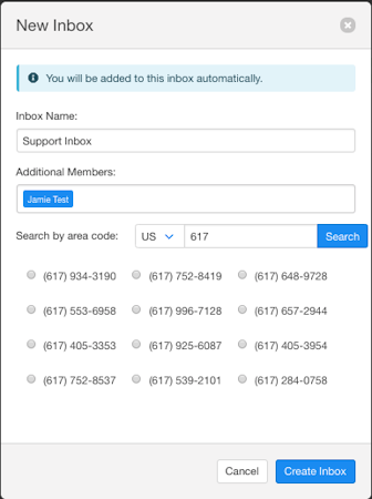 Salesmsg adding an inbox number