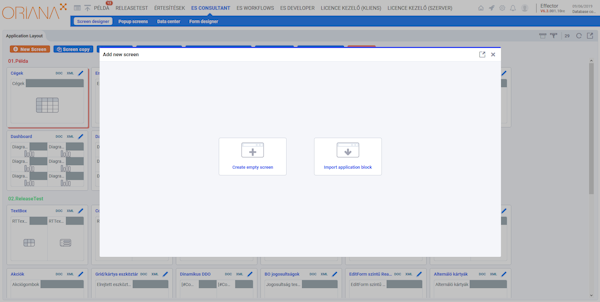 Effector add new screen