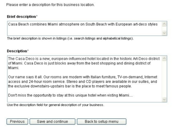 WebReserv adding description screenshot