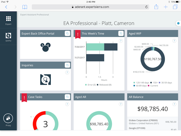 Expert Sierra dashboard screenshot