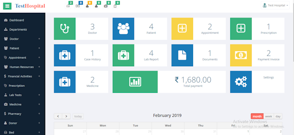 Admin dashboard