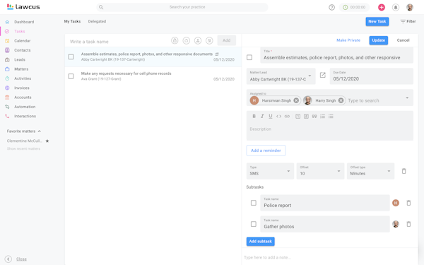Lawcus advanced task management