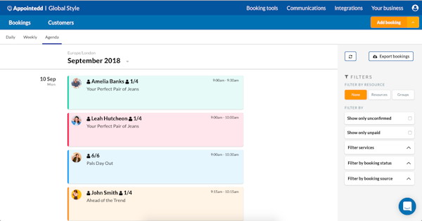 Appointedd agenda view