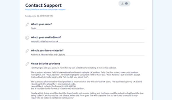 AidaForm contact forms