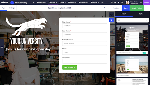 Custom landing page