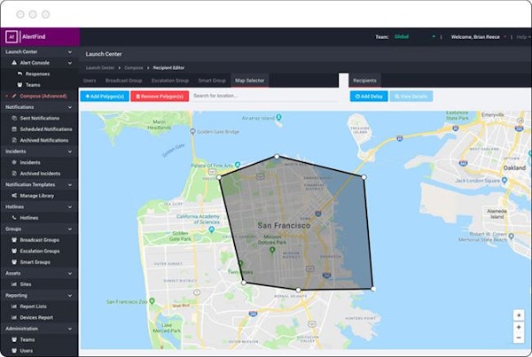 AlertFind map selection