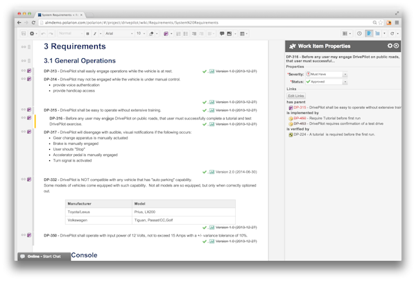 Polarion ALM Requirement Management
