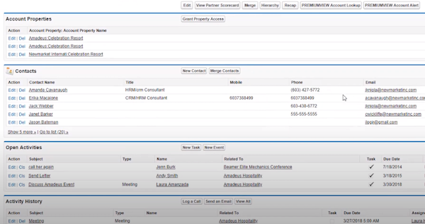 Amadeus Sales & Event Management account properties