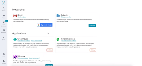Amazing Hiring messaging options