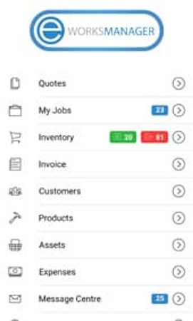 Eworks Manager navigation menu