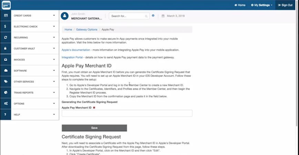 EzPay America Apple Pay configuration