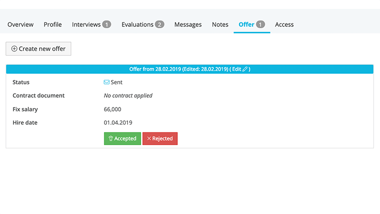 Personio - Personio applicant tracking offer screenshot