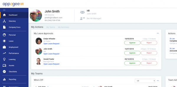 Appogee Leave dashboard