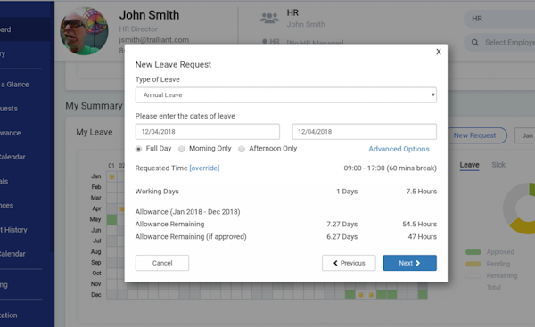 Appogee Leave request creation