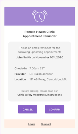 Pomelo Health appointment reminder