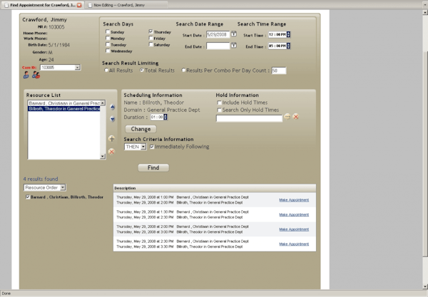 Search appointments