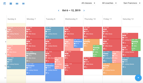 Arbox calendar screenshot
