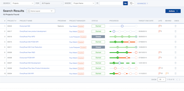 Arena PLM projects