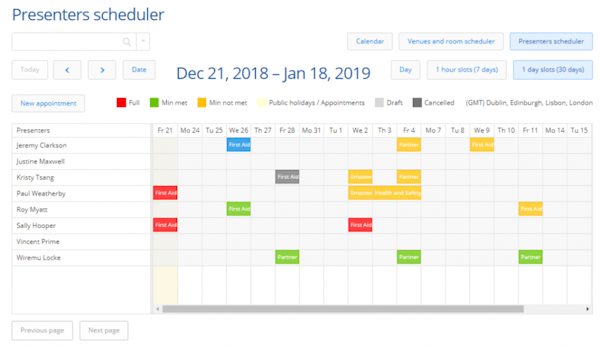 Arlo - training calendar