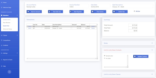 Arnold sales details screenshot