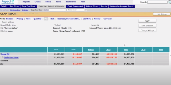 AspectCTRM OLAP report