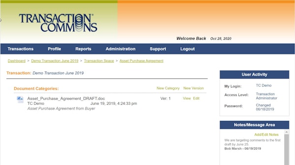 Asset Purchase Transaction Space