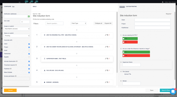 Site induction form
