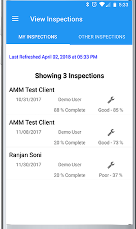 Janitorial Manager assigned inspections