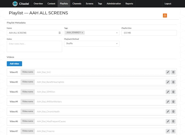 Athena Playlist Management Screen