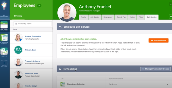Attendance Calendar Smart App self-service invitation