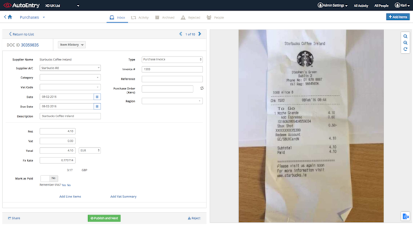 AutoEntry Item Capture